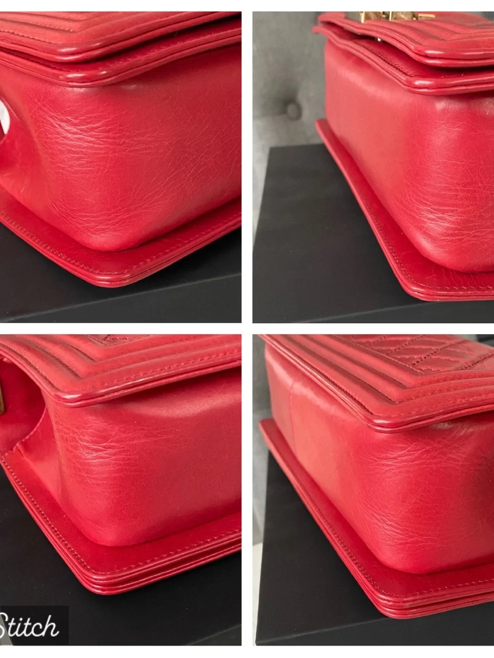 Chanel Boy Red Medium Bag Gold Hardware Comes Full Set: COA, Dust Bag, Box